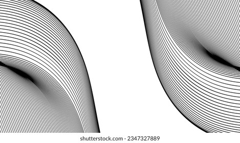 Curve wave seamless pattern. Thin line wavy abstract vector background. Curve wave seamless pattern. Line art striped graphic template. Vector illustration