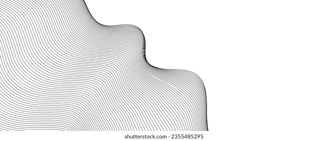 Curve wave seamless pattern. Thin line wavy abstract vector background. Curve wave seamless pattern. Line art striped graphic template. wave abstract lines stream