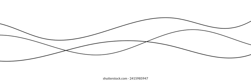 Curve wave seamless pattern. Thin line wavy abstract vector background. Curve wave seamless pattern. Line art striped graphic template.