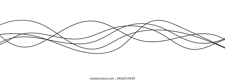 Curve wave seamless pattern. Thin line wavy abstract vector background. Curve wave seamless pattern. Line art striped graphic template. Vector illustration in white background