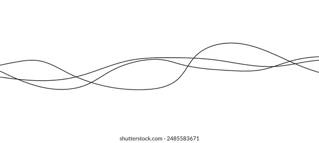 Curve wave seamless pattern. Thin line wavy abstract vector background. Curve wave seamless pattern. Line art striped graphic template. Vector illustration
