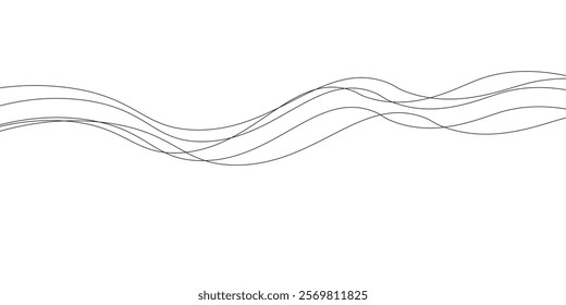 Curve wave seamless pattern. Thin line wavy abstract vector background. Curve wave seamless pattern.
