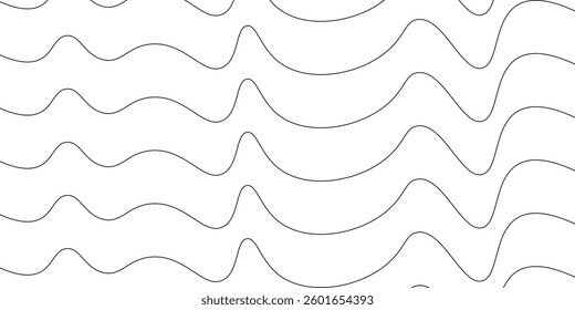 Curve wave seamless pattern. Thin line wavy abstract vector background. Curve wave seamless pattern. Line art striped graphic template. eps 10