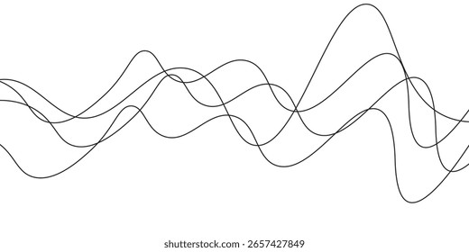 Curve wave seamless pattern. Thin line wavy abstract vector background. Curve wave seamless pattern. Line art striped graphic template. Vector illustration