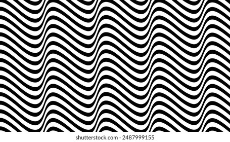 Patrón de línea de banda de onda curva. rayas abstractas arte óptico blanco y negro línea de fondo