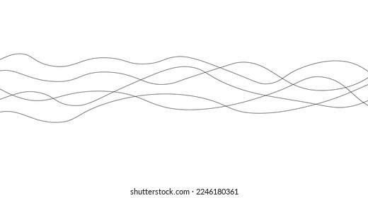 Curve wave. Thin line wavy abstract vector background. Curve wave seamless pattern. Line art striped graphic template. Vector illustration.