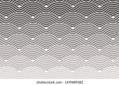 Curve Waves Geometric Pattern background, Vector illustration Tundora Gray Black Gradient.