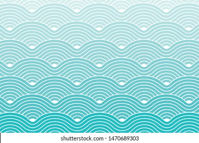 Curve Waves Geometric Pattern background, Vector Illustration Robins Egg Blue Gradient.