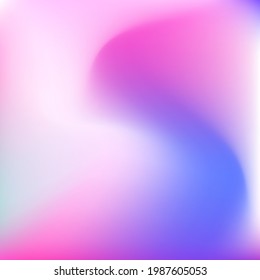 Curve Wavy Dynamic Fluid Liquid Wallpaper. Light Pastel Cold Color Colorful Swirl Gradient Mesh. Bright Pink Vivid Vibrant Smooth Surface. Blurred Water Multicolor Neon Sky Gradient Background.