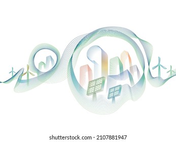 Curve Wavy Line life 3 with ECO element shows the environmental protection vector illustration graphic EPS10