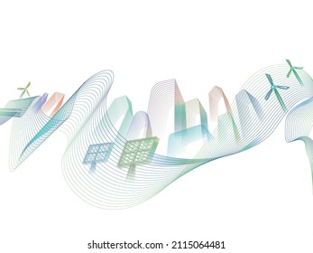 Curve Wavy Line life 5 with ECO element shows the environmental protection vector illustration graphic EPS10