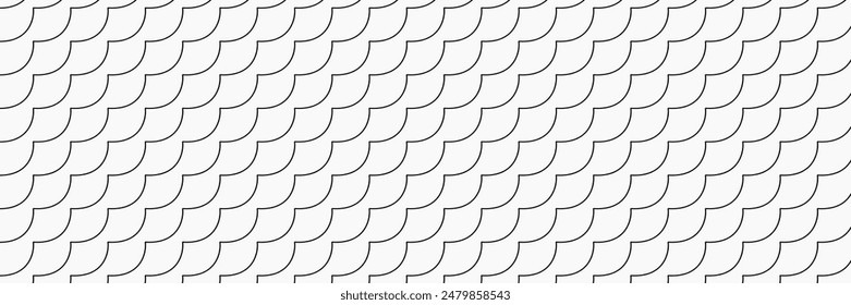 Curve  and Wavy line patterns, roof stripes, tiles, fabric, Illustration, vector, wave , background, lines, black and white, banner, website. Arrangement, fish scales.