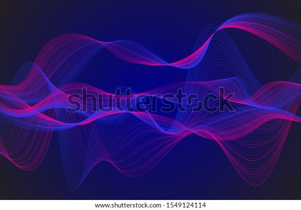 Curve wavy lines science and technology\
background. Intersecting curve lines big data visualization,\
machine learning algorithm or artificial intelligence background.\
Sound waves concept\
illustration.