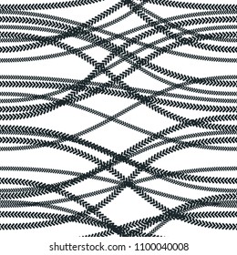 Curve wavy lines seamless pattern, vector repeat endless background, tangled stripes trendy tiling wallpaper motif. Usable for fabric, wallpaper, wrapping, web and print.