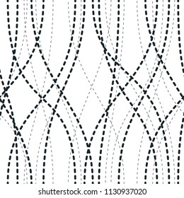 Curve wavy lines seamless pattern, vector repeat endless background, tangled stripes trendy tiling wallpaper motif. Usable for fabric, wallpaper, wrapping, web and print.