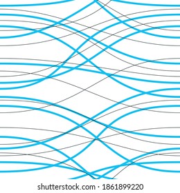 Líneas onduladas de curvas sin inconvenientes, fondo interminable vectorial de repetición, rayas enmarañadas motivos de fondo de paredes de baldosas de moda. Usable para tela, papel pintado, envoltura, web e impresión. 