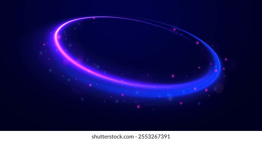 Efeito de luz de linha branca de curva. Brilho frio e claro. Brilho vetorial, png, efeito, onda, neon, linha. Círculo abstrato, fundo de linhas brilhantes de cor branca. 