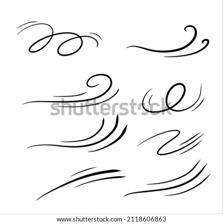Curve Wind. Abstract Air flow. Black wavy line. Breeze and weather icon. Flat illustration isolated on white background