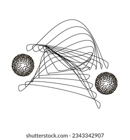 Curve wireframe figure composition from spheres abstract design element vector illustration