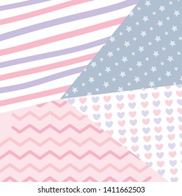 curve and zigzag line stars and heart background vector illustration