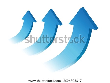 curved 3D blue arrows pointing up represent profit and progress