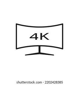 Curved 4K monitor screen icon line style isolated on white background. Vector illustration