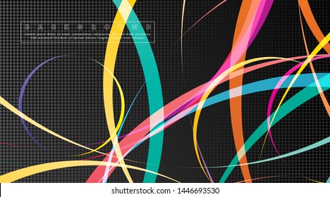 Curved abstract design with the background concept of a dark circle pattern. vector illustration