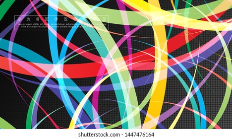 Curved abstract design with the background concept of a dark circle pattern. vector illustration