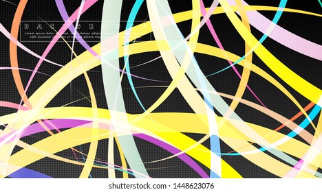Curved abstract design with the background concept of a dark circle pattern. vector illustration