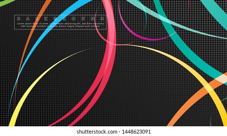 Curved abstract design with the background concept of a dark circle pattern. vector illustration