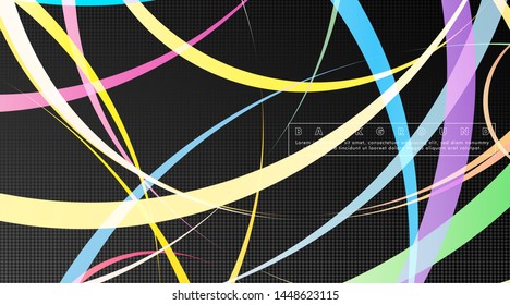 Curved abstract design with the background concept of a dark circle pattern. vector illustration