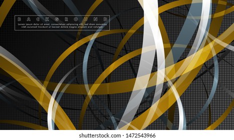 Curved abstract design with the background concept of a dark circle pattern. vector illustration
