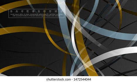 Curved abstract design with the background concept of a dark circle pattern. vector illustration