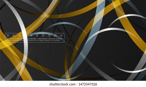 Curved abstract design with the background concept of a dark circle pattern. vector illustration