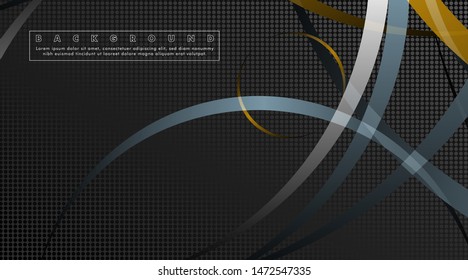 Curved abstract design with the background concept of a dark circle pattern. vector illustration
