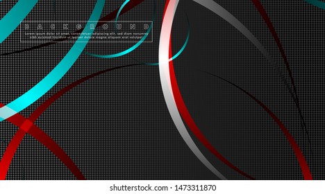 Curved abstract design with the background concept of a dark circle pattern. vector illustration