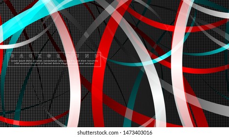 Curved abstract design with the background concept of a dark circle pattern. vector illustration