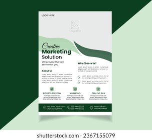 Curved Abstract Green Color Themed Corporate Industrial Business Flyer Design Template