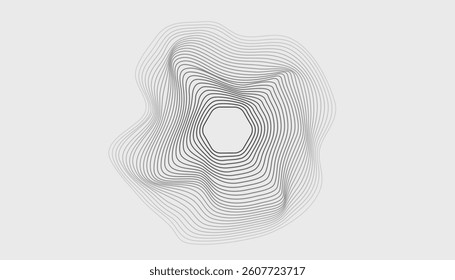 Curved abstract lines on black creating elegant motion design background