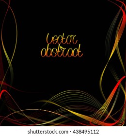 Curved Abstract Pattern. Red Lines and Yellow Waves. Vector Illustration