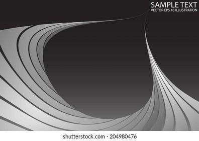 Curved abstract shape background - Metal curved modern design vector template