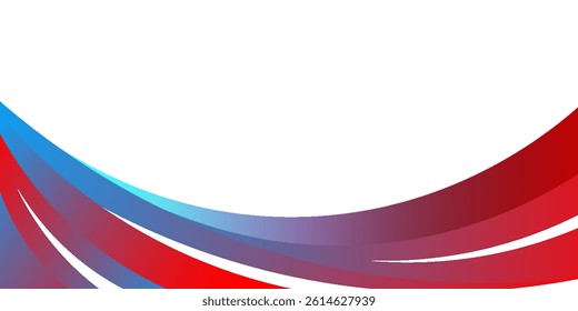 Curved abstract vector background with dynamic red, purple, and blue gradient swooshes over a white backdrop, perfect for modern design or business use