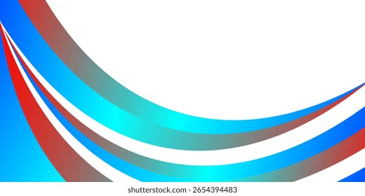 Curved abstract vector background with dynamic red, purple, and blue gradient swooshes over a white backdrop, vector illustration