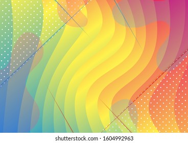 Curved abstract waveforms on colorful gradient backgrounds for Brochures, Flyers, Posters, Leaflets.