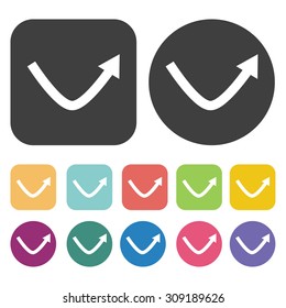 Curved angled arrow icons set. Vector Illustration eps10
