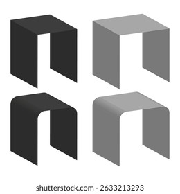 Curved arch icon. Modular structure shape. Architecture portal graphic. Vector formation element.