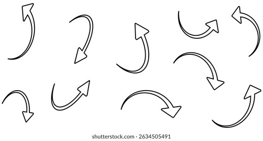 Curved arrow. Black curved arrow icon set . Curve arrow vector icon. Arrow vector.