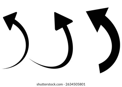 Flecha curva. Conjunto de iconos de flecha curva negra . Icono de Vector de flecha curva. Vector de flecha.