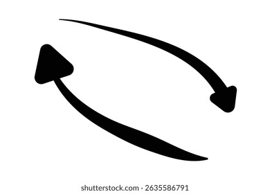 Curved arrow. Black curved arrow icon. Curved arrow vector illustration isolated on white background.