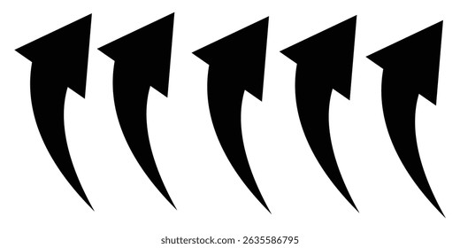Curved arrow. Black curved arrow icon. Curved arrow vector illustration isolated on white background.
